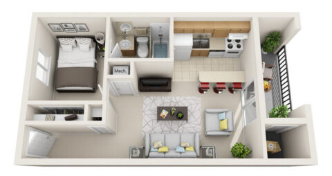 1 bedroom floorplan